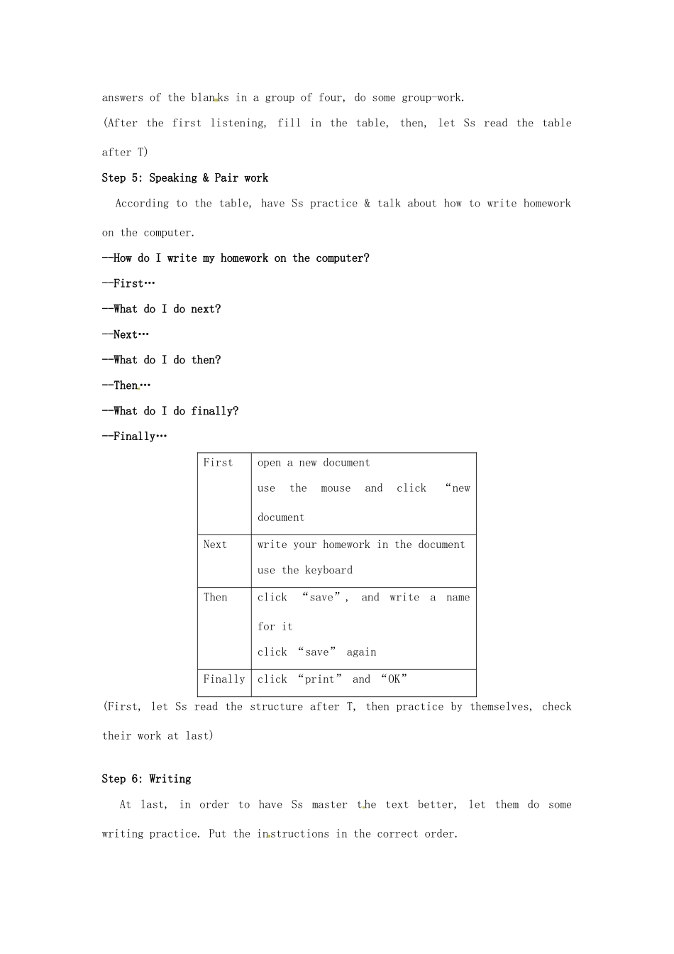 七年级英语上册 Module 10 Computers Unit 1 How do I write my homework on the computer教案 外研版_第3页