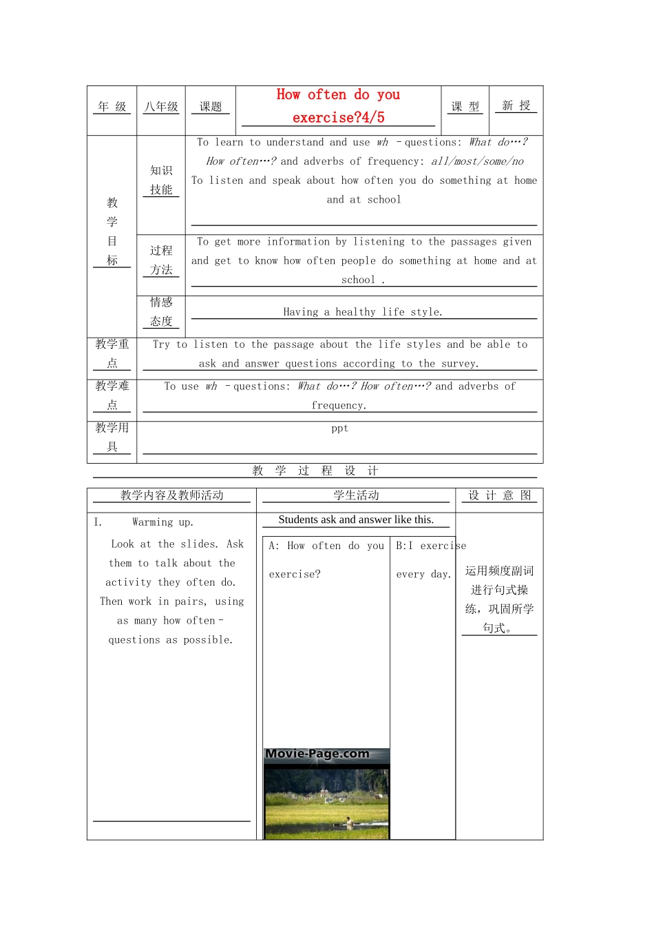 八年级英语上册 Unit 1示范教案（4） 人教新目标版_第1页