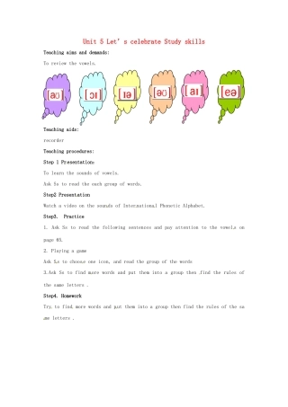 七年级英语上册 Unit 5 Let’s celebrate study skills教案 （新版）牛津版-（新版）牛津版初中七年级上册英语教案