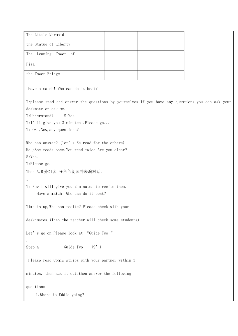 八年级英语下册 Unit 2 Travelling Comic Strip  welcome to the unit教案 （新版）牛津版-（新版）牛津版初中八年级下册英语教案_第2页