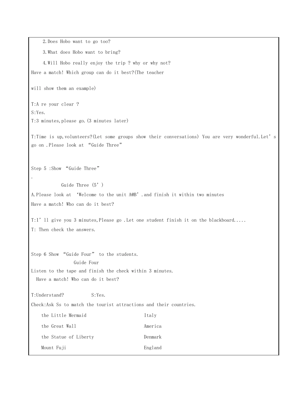 八年级英语下册 Unit 2 Travelling Comic Strip  welcome to the unit教案 （新版）牛津版-（新版）牛津版初中八年级下册英语教案_第3页