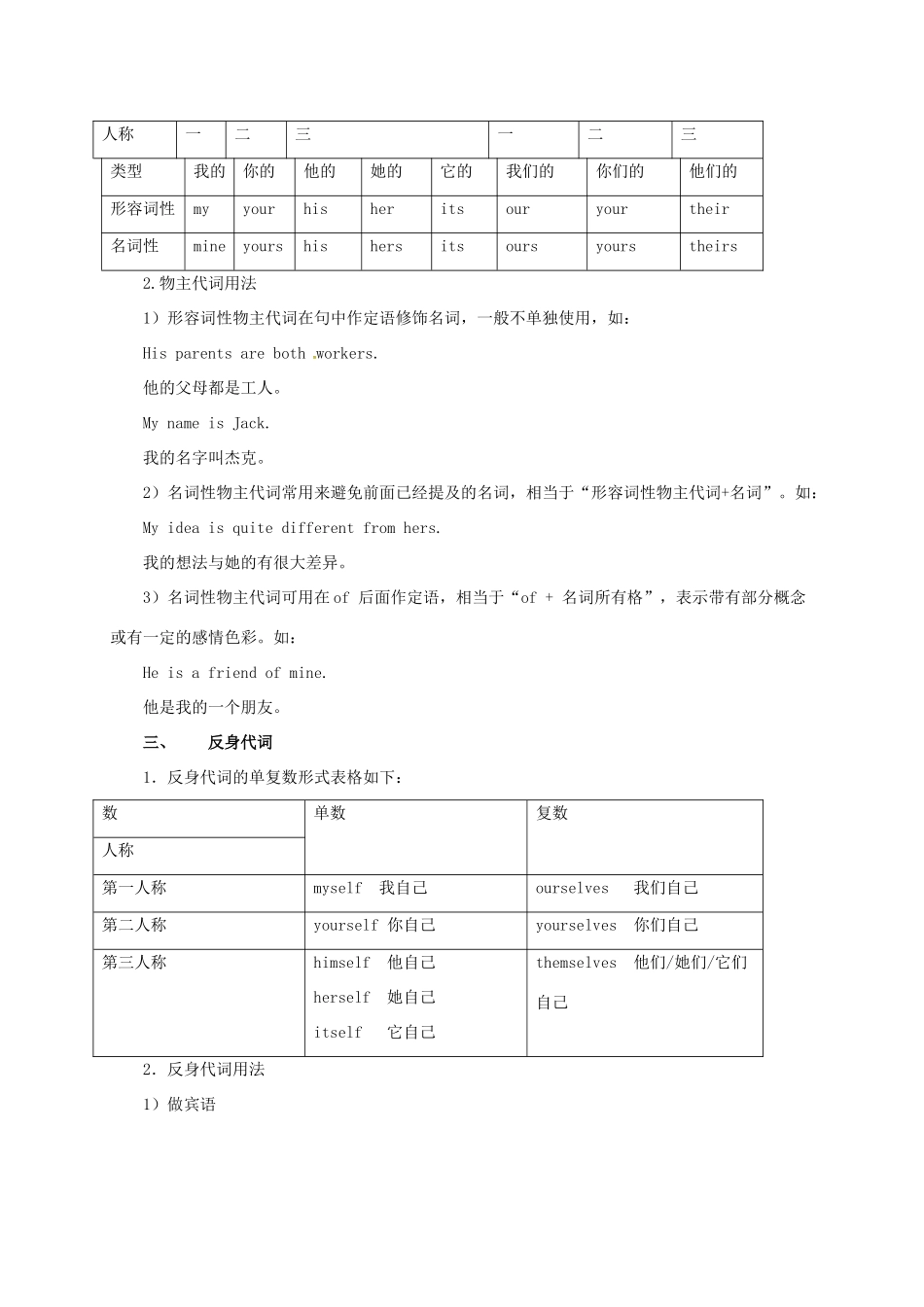 中考英语语法精讲 代词教案-人教版初中九年级全册英语教案_第3页
