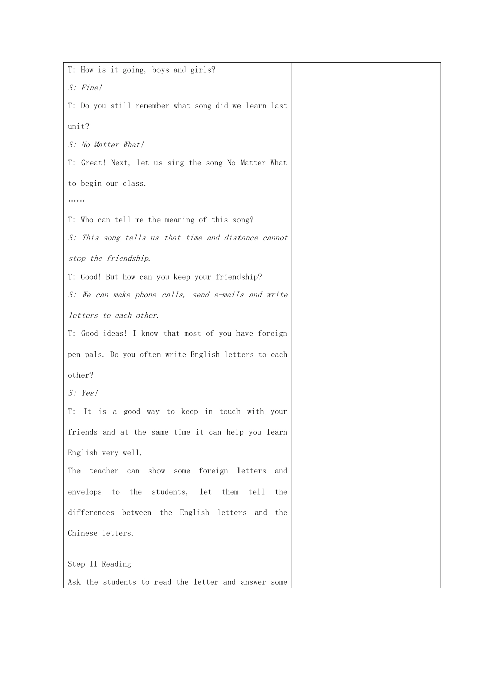 八年级英语上册 Unit 6 Lesson 43 Write a Letter in English!集体备课教案 冀教版_第2页