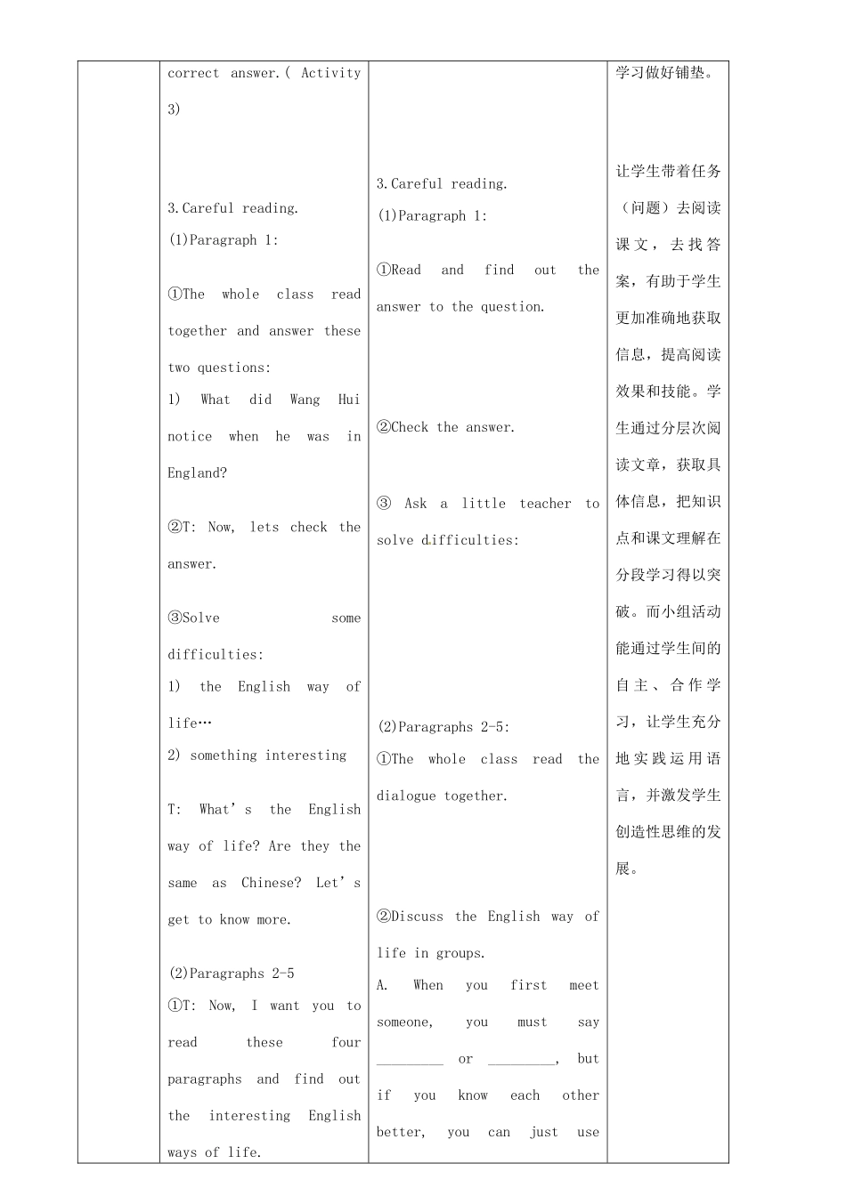 八年级英语上册 Module 11 Unit 2 In England, you usually drink tea with milk教案 （新版）外研版-（新版）外研版初中八年级上册英语教案_第3页
