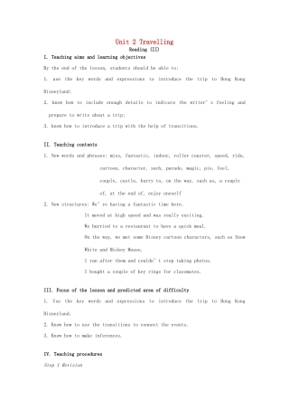 八年级英语下册 Unit 2 Travelling Reading II教案 （新版）牛津版-（新版）牛津版初中八年级下册英语教案