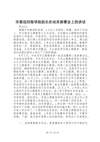 市委巡回指导组组长在动员部署会上的讲话发言
