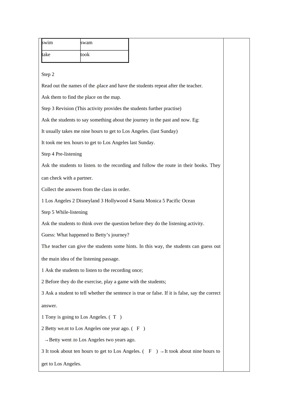 七年级英语下册 Module 12 A holiday journey Unit 1 I went to Los Angeles two years ago教案1 外研版_第2页