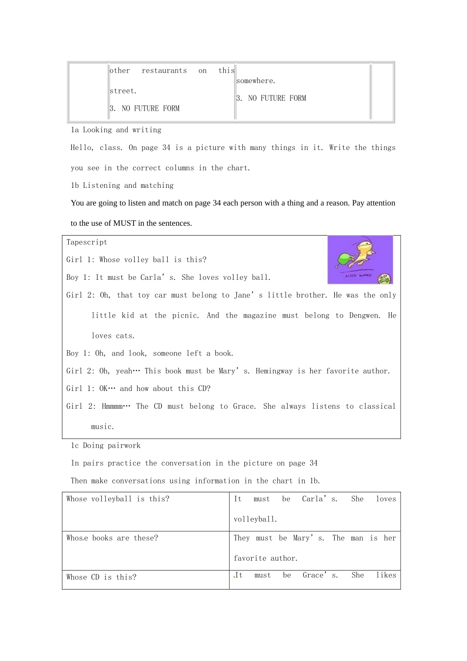 四川省江油市明镜中学九年级英语 《Unit 5 It must belong to Carla》教案 人教新目标版_第2页