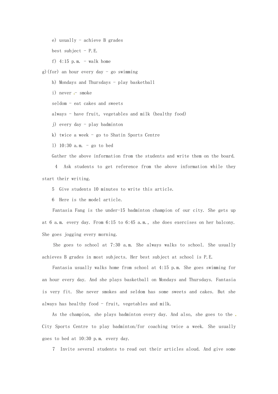 八年级英语上册 Chapter 2 A day in the life of…whiz-kid Wendy Period Six教案 上海牛津版_第2页