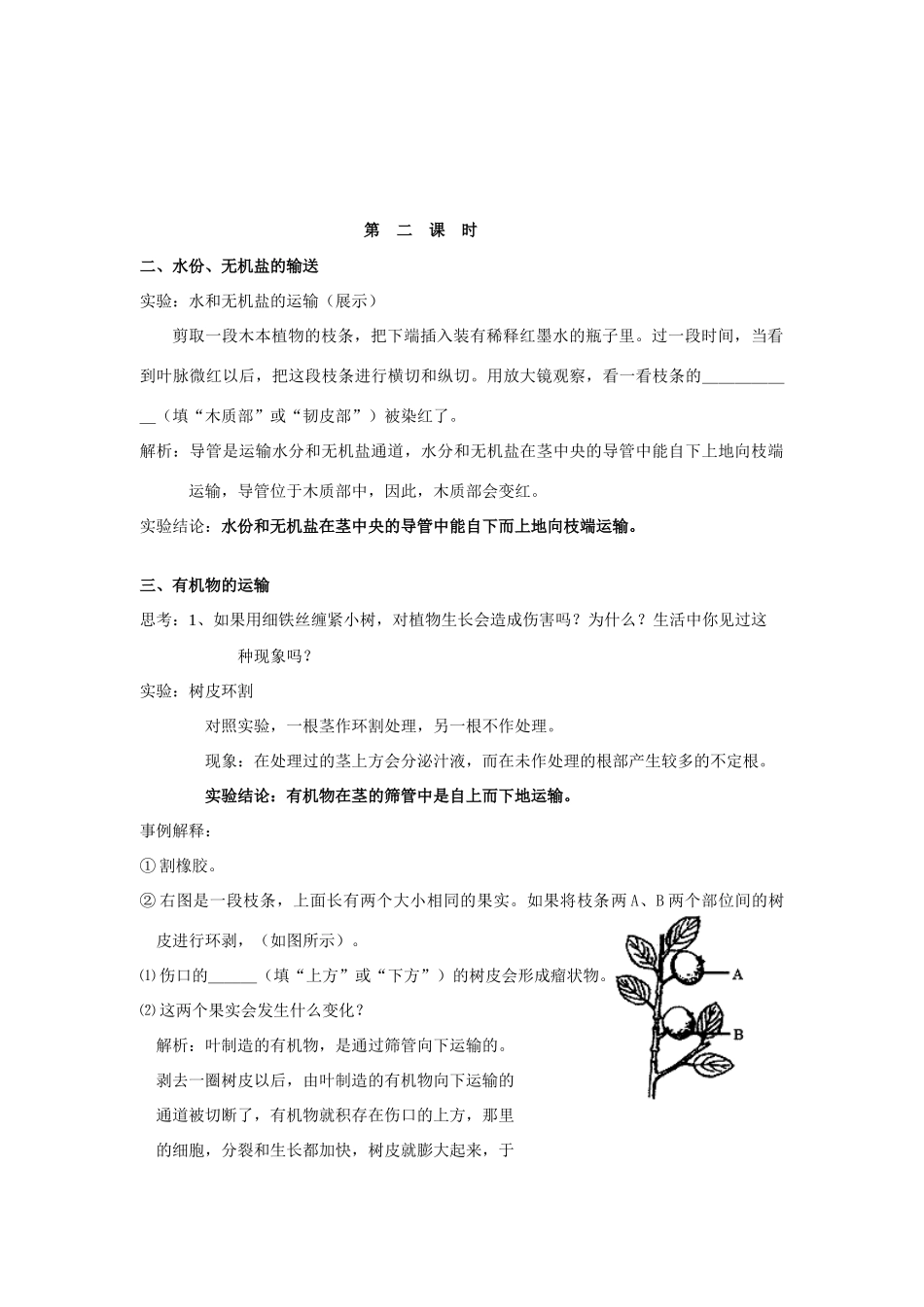 八年级科学下册第三章第四节植物体中物质的运输教案浙教版_第3页