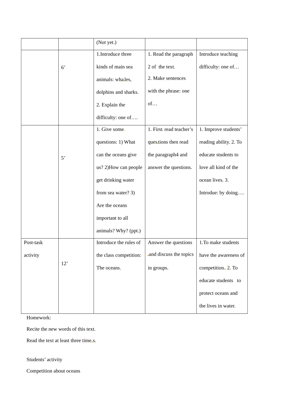 七年级英语：Module 3 Unit 3 Sea water and rain water Period 1教案上海牛津版_第3页