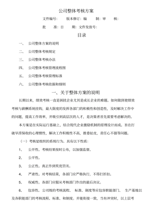 xx公司整体目标绩效管理方案全套