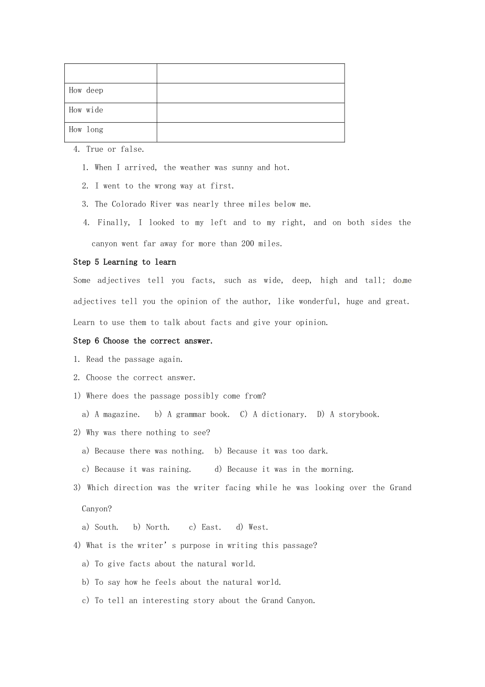 九年级英语上册 Module 1 Unit 2 The Grand Canyon was not just big教案 （新版）外研版-（新版）外研版初中九年级上册英语教案_第2页