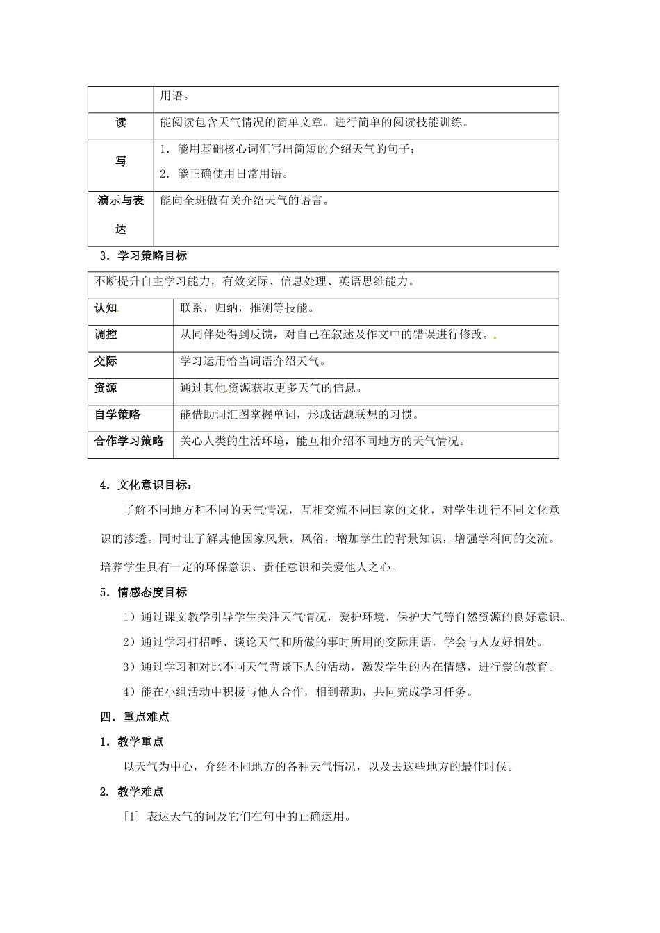 八年级英语上册 Module 11 Unit 1 It may be cold tomorrow教案1 外研版_第2页