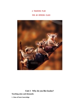 七年级英语下册 A TEACHING PLAN FOR AN OPENING CLASS教案新目标