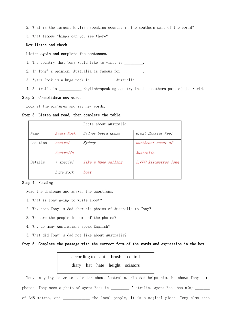 九年级英语上册 Module 10 Australia教案 （新版）外研版-（新版）外研版初中九年级上册英语教案_第2页