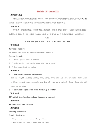 九年级英语上册 Module 10 Australia教案 （新版）外研版-（新版）外研版初中九年级上册英语教案