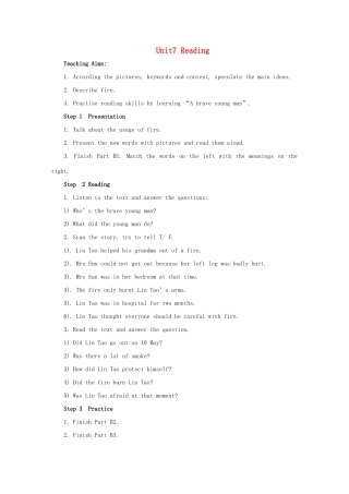 七年级英语下册 Unit 7 Abilities Reading教案 （新版）牛津版-（新版）牛津版初中七年级下册英语教案