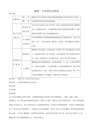 八年级历史鲁教版俄国、日本的历史转折1