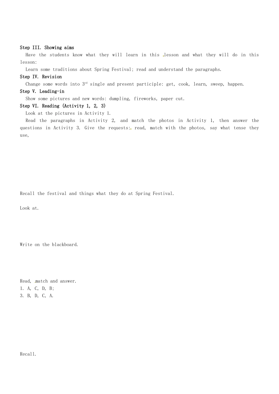 七年级英语下册 Module 2 Spring Festival Unit2 What traditions do you have at Spring Festival教案 外研版_第2页