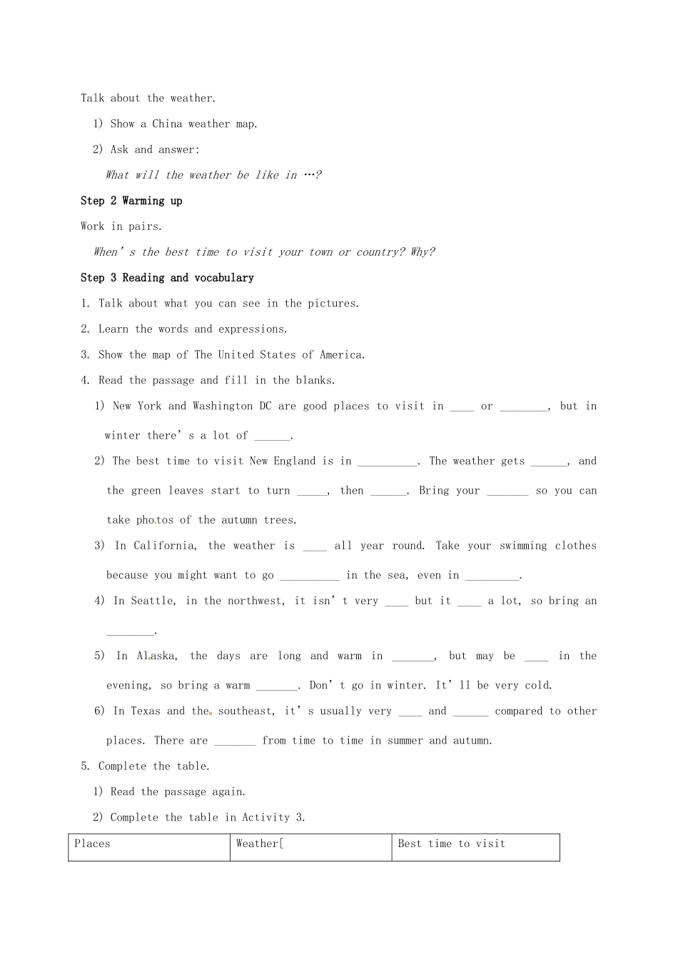 学年八年级英语上册 Module 10 The weather Unit 2 The weather is fine all year round教案 （新版）外研版-（新版）外研版初中八年级上册英语教案_第2页