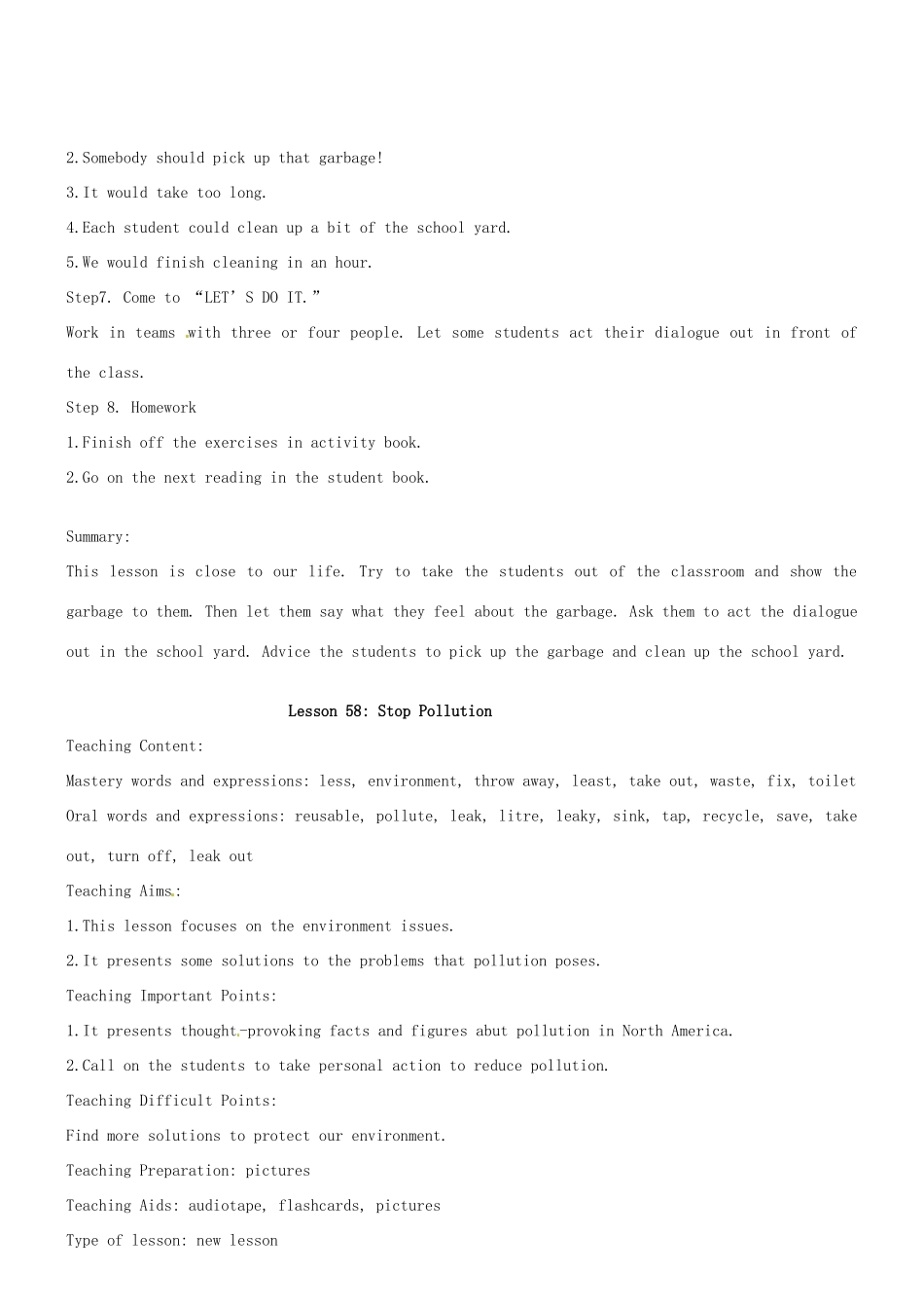 八年级英语下册 Unit 8 Save our world单元教案 翼教版_第2页