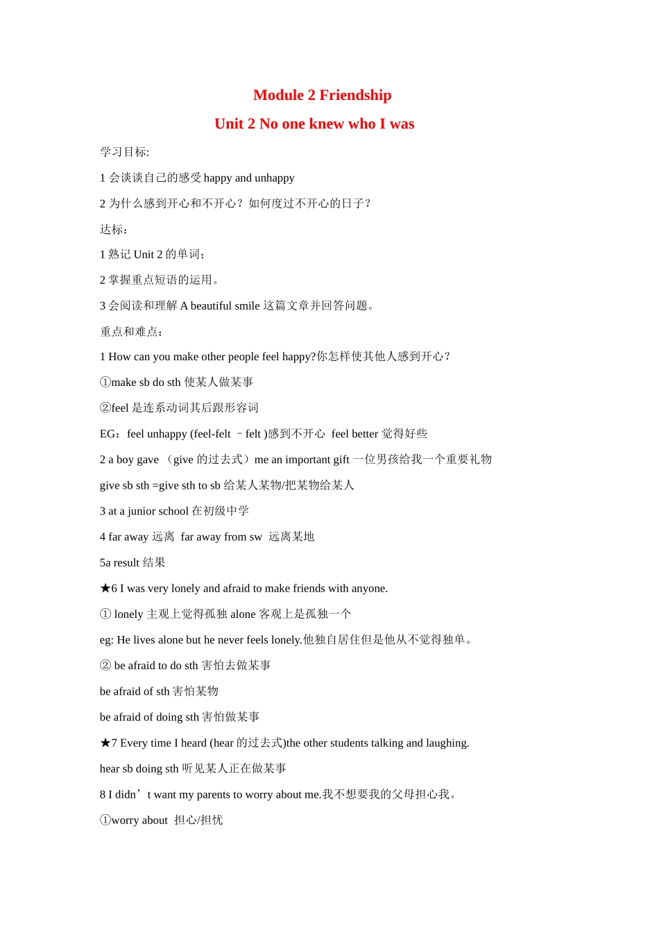 八年级英语下册：Module 2 Unit 2 No one knew who I was讲学稿（外研版）_第1页