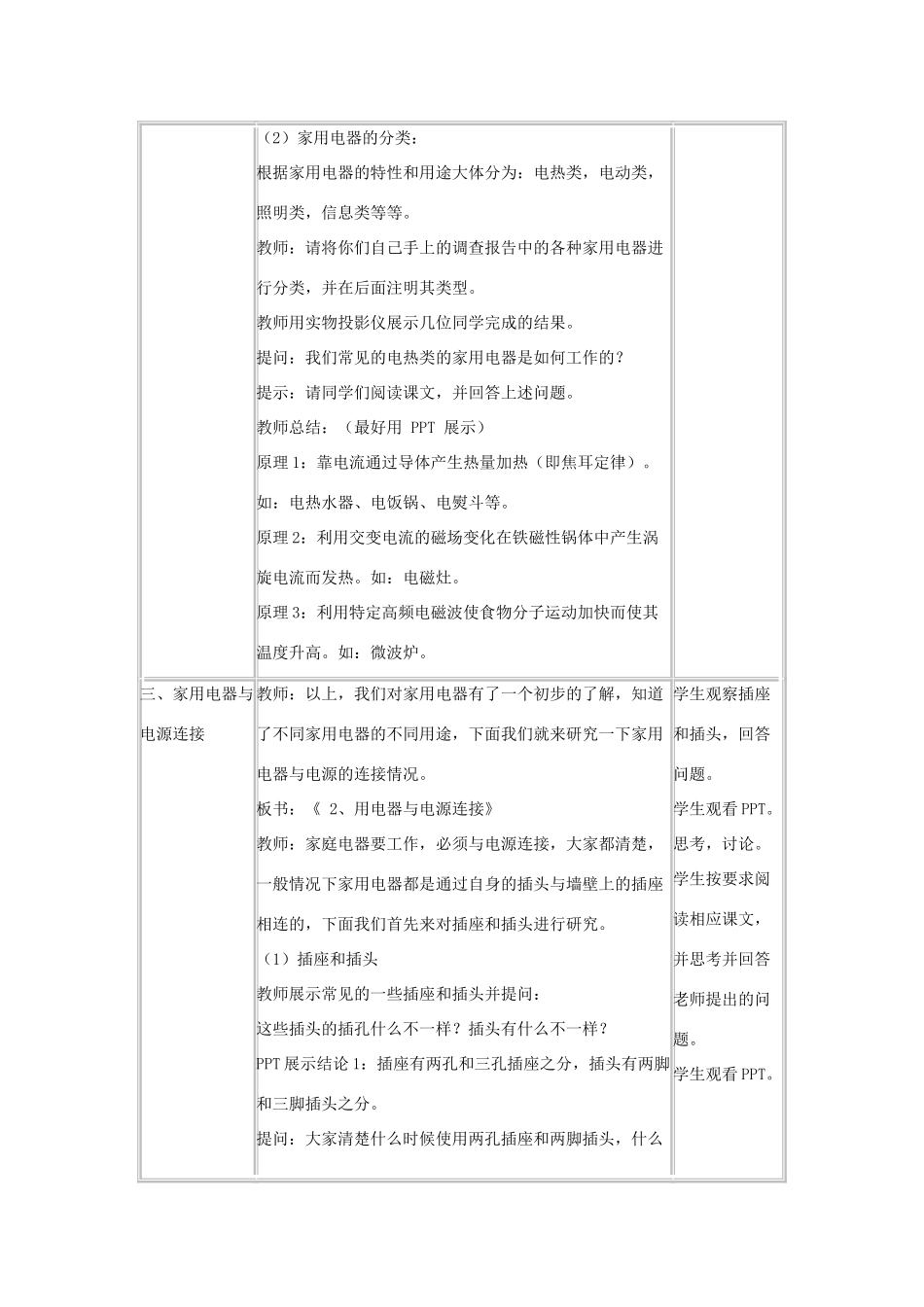 九年级物理下册 第9章 第1节《家用电器》教案 （新版）教科版-（新版）教科版初中九年级下册物理教案_第3页