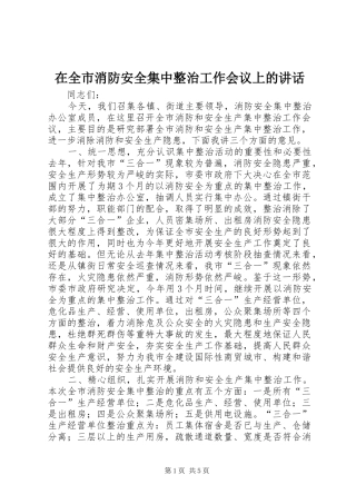 在全市消防安全集中整治工作会议上的讲话发言_1