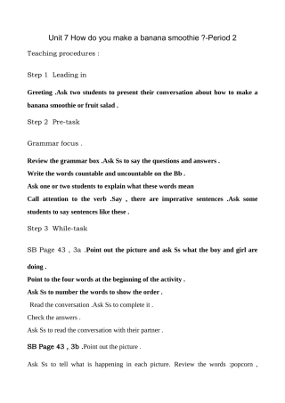 八年级英语Unit7 How do you make a banana smoothie Period 2,3新课标 人教版