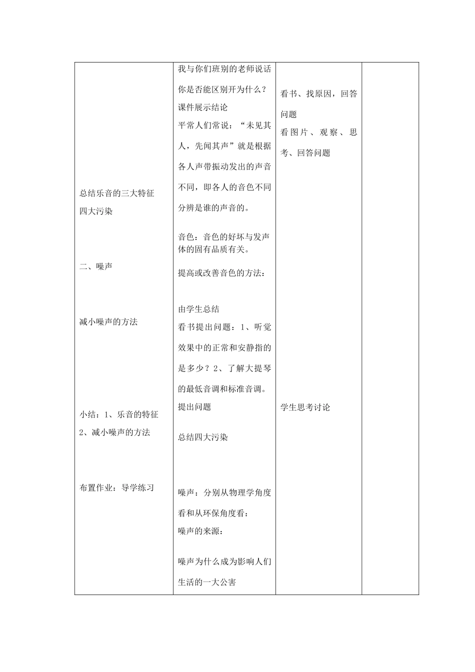 八年级物理《乐音与噪声》教学设计北师大版_第3页