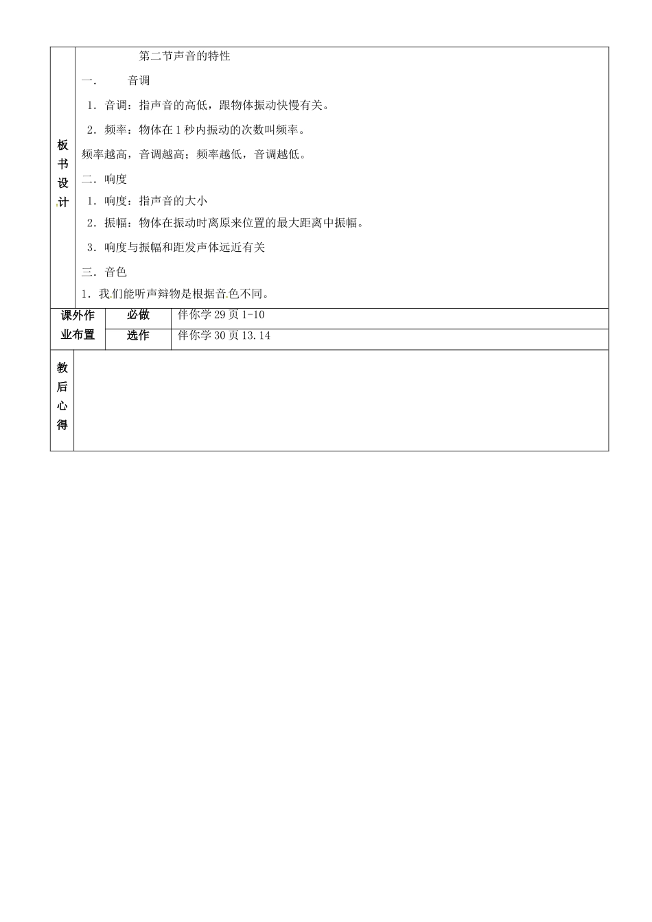 八年级物理上册 2.2 声音的特性教案 鲁教版五四制-鲁教版五四制初中八年级上册物理教案_第3页