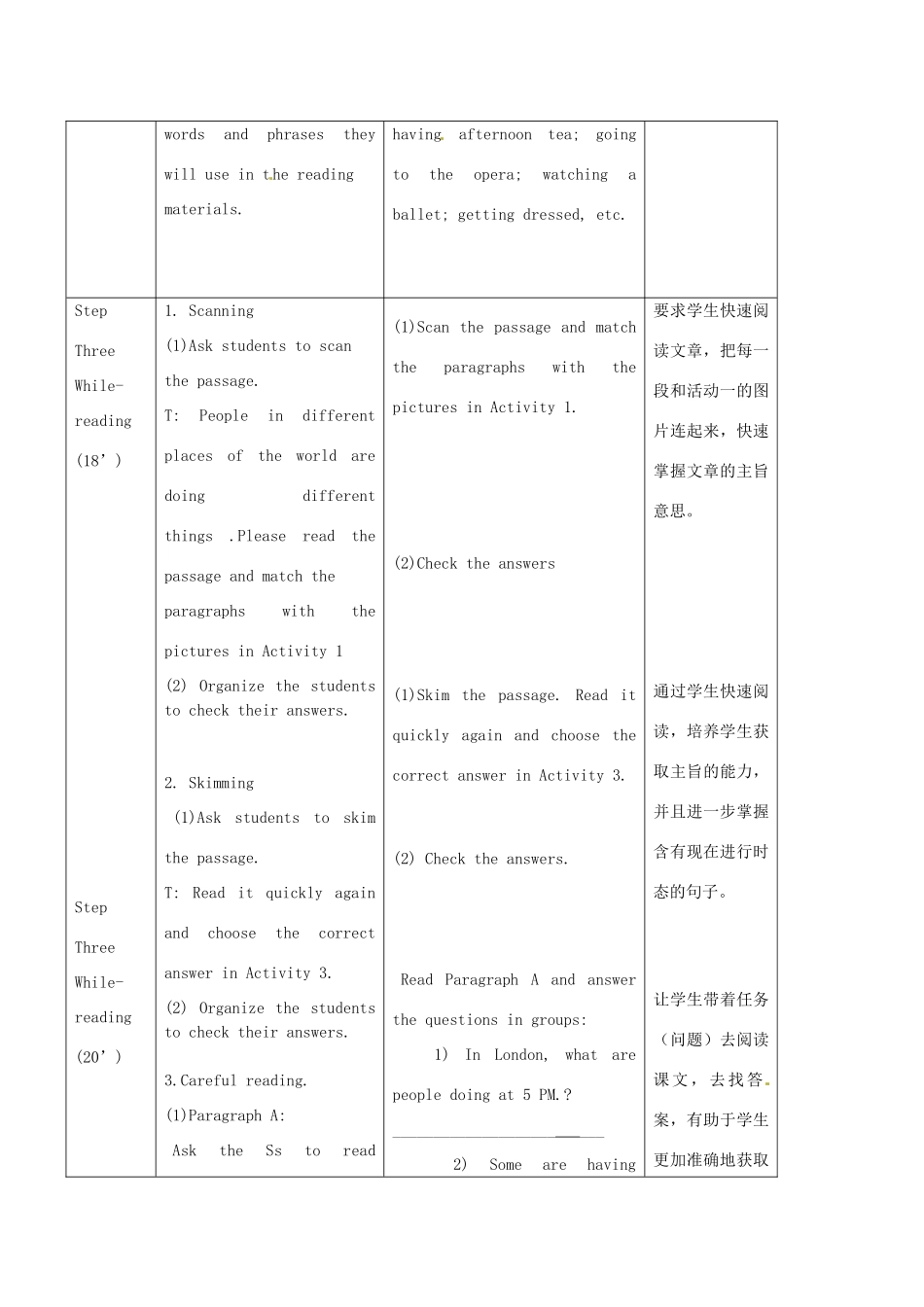 七年级英语上册 Module 9 People and places Unit 2 They’re waiting for buses or trains教案 （新版）外研版-（新版）外研版初中七年级上册英语教案_第3页