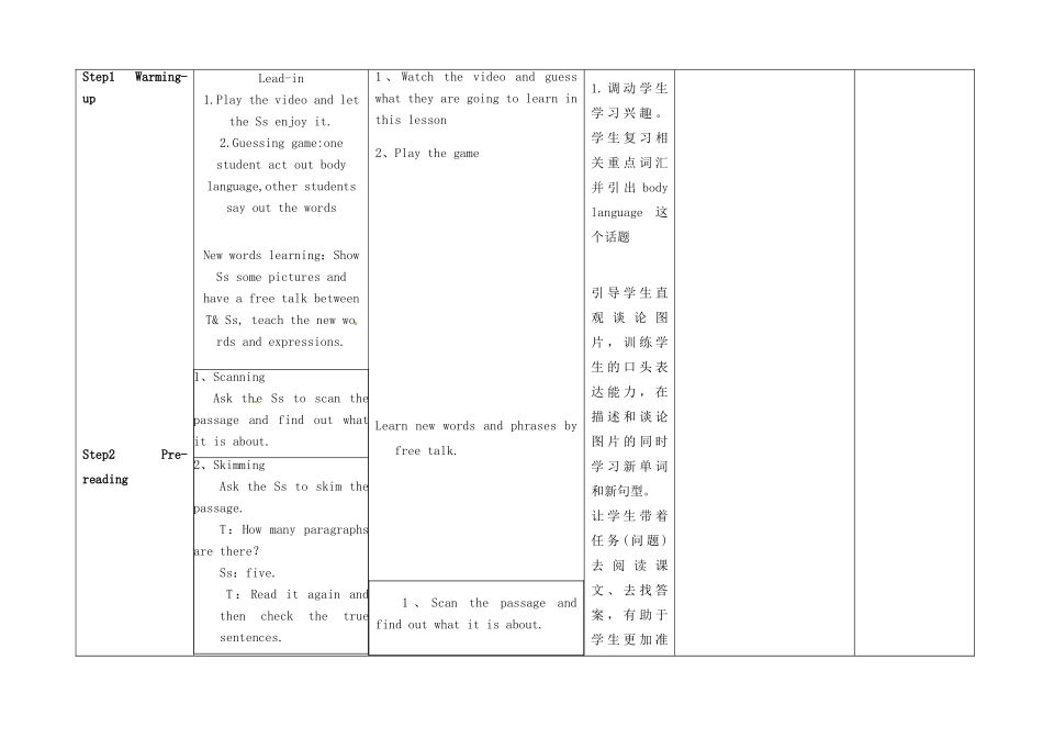 四川省华蓥市明月镇七年级英语下册 Module 11 body language Unit 2 Here are some ways to welcome them教案1 （新版）外研版_第2页