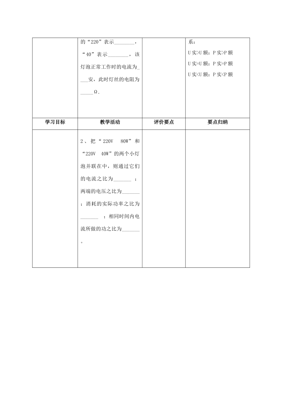 九年级物理全册 第十六章 电功和电功率复习教案 （新版）沪科版-（新版）沪科版初中九年级全册物理教案_第3页