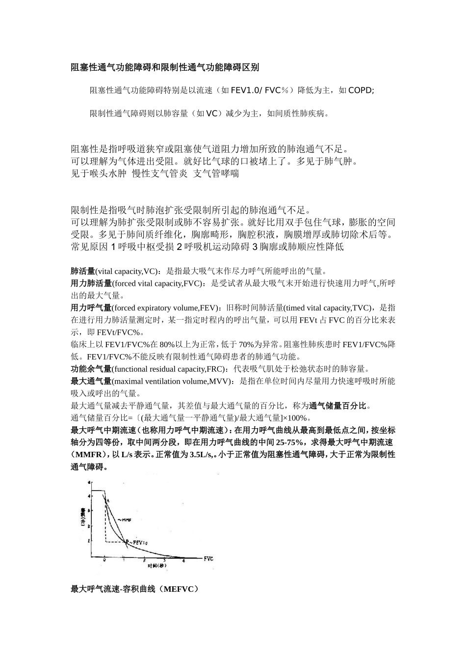 阻塞性通气功能障碍和限制性通气功能障碍区别_第1页