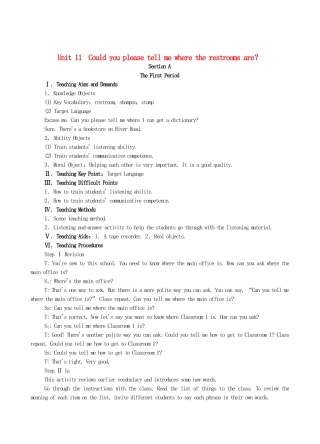 九年级英语全册 Unit 11 Could you please tell me where the restrooms are？单元整理教案 人教新目标版