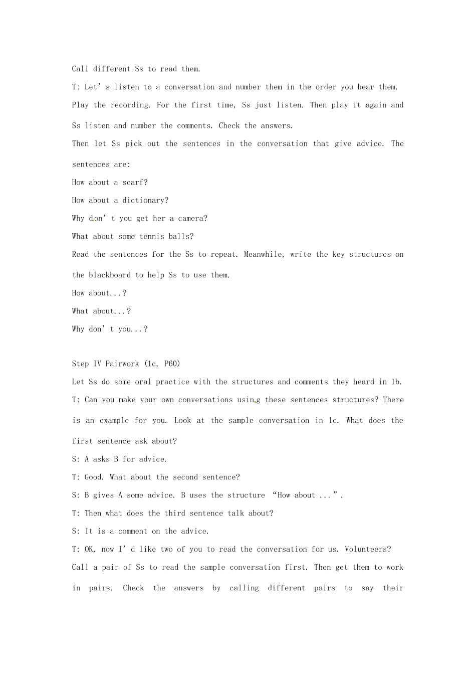 安徽省滁州二中八年级英语上册 Unit 8 Period 1 Function教案 人教新目标版_第3页