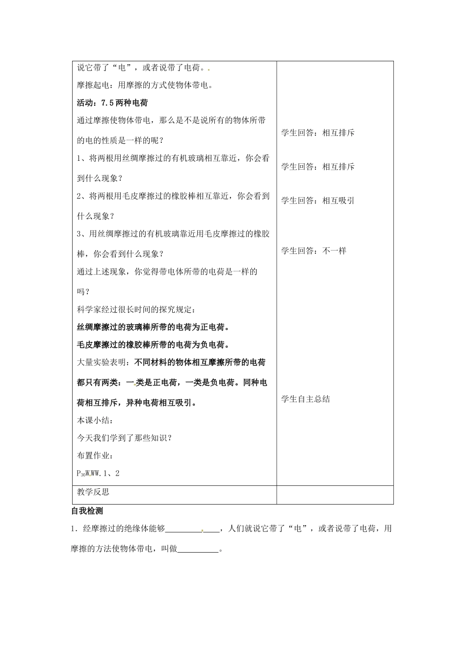 八年级物理下册 7.2《静电现象》教案 苏科版-苏科版初中八年级下册物理教案_第2页