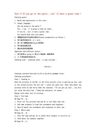八年级英语下册 Unit 5 If you go to the party,you’ll have a great time英文教案 人教新目标版