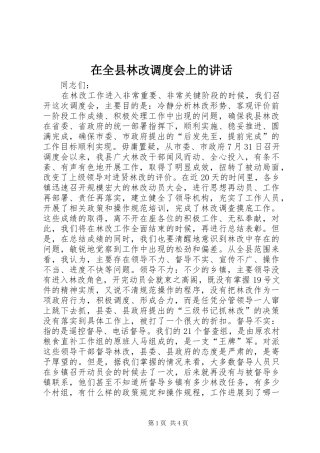在全县林改调度会上的讲话发言