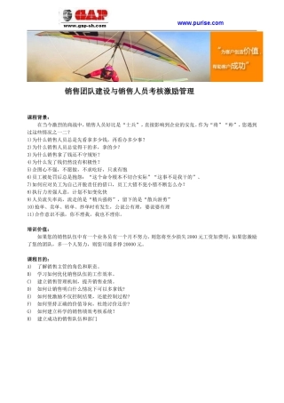 销售团队建设与销售人员考核激励管理