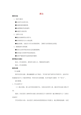 九年级物理上册《认识浮力》教案2 沪粤版