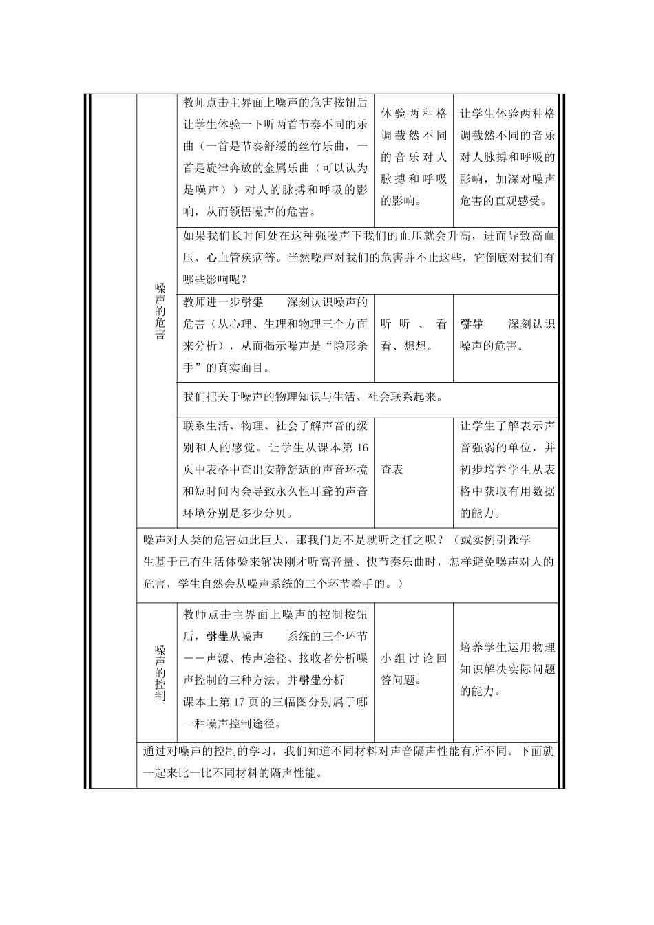 八年级物理上册 令人厌烦的噪声教案2 苏科版_第3页