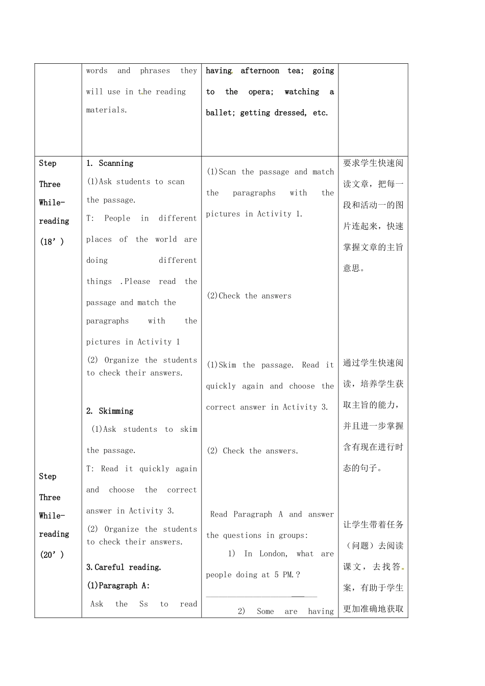 七年级英语上册 Module 9 Unit 2 They’re waiting for buses or trains教案 （新版）外研版-（新版）外研版初中七年级上册英语教案_第3页