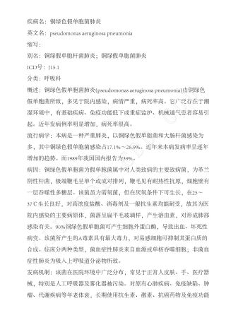 铜绿色假单胞菌肺炎