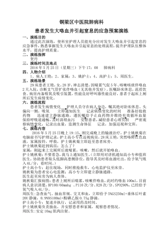 铜梁区中医院肺病科患者发生大咯血并引起窒息的应急预案演练 - 副本