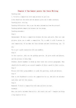 九年级英语下册 Chapter 4 Tom Sawyer paints the fence Writing教案 牛津沈阳版-牛津沈阳版初中九年级下册英语教案