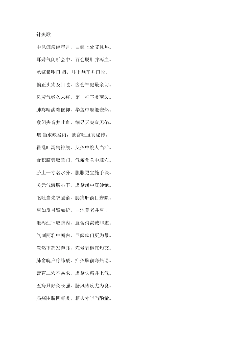 针灸歌 Microsoft Word 文档_第1页