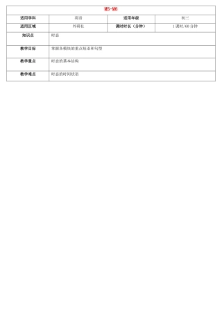 天津学大教育信息咨询有限公司中考英语 九下 Module 5-6复习教案 外研版-外研版初中九年级全册英语教案